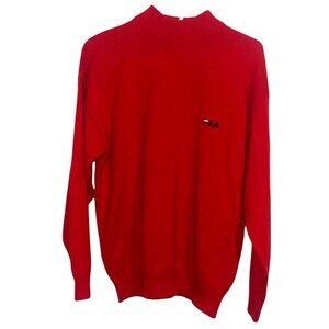 Fila Red Knit Sweater Mens Size Jumper Ribbed Trim Logo Detail